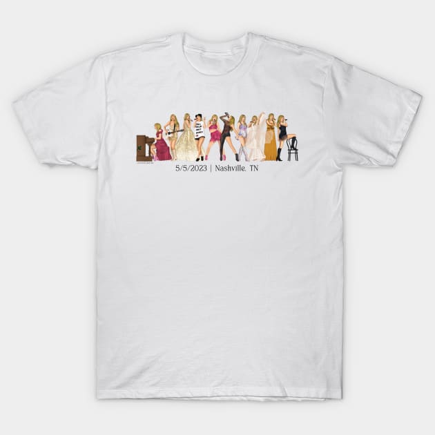 5/5 Nashville Iconic Outfits Eras Lineup T-Shirt by LoveAndLiberate